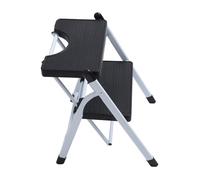 Fdit Tabouret Escamotable Pliable 2 Marches, Marchepied Pliant Robuste avec Large Pédale Antidérapante pour Adultes Cuisine Maison 330lbs Blanc