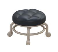 Fdit Tabouret Roulant, Tabouret Roulant en Cuir Tabouret Rond Bas Tabouret Rotatif à 360 Degrés avec Roues pour Le Bureau à Domicile (Black)