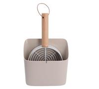 Fdit Tamis à Excréments de Chat avec Base de Support, Ensemble de Pelle à Litière Robuste en Acier Inoxydable pour Les Amateurs d'animaux de Compagnie