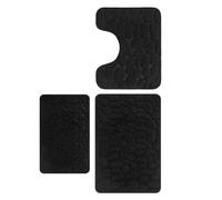 Fdit Tapis de Bain en Mousse à Mémoire de Forme Douce en Relief, Antidérapant, pour Salle de Bain, 16 X 24 Pouces, Gris (Black)