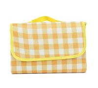 Fdit Tapis de Plage Pliable en Tissu Non tissé Imperméable pour Pique-niques d'été et Aventures en Plein Air 330g (Grille Jaune #12)