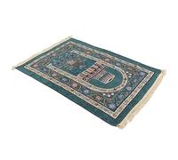 Fdit Tapis de Prière Islamique, Tapis de Prière à Pompons avec Matériau Chenille, Motifs Exquis, Taille 70 X 110 Cm pour Hommes et Femmes, Cadeau du Ramadan, de Méditation, (Vert foncé)