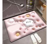 Fdit Tapis de Sol en Terre de Diatomées, Tapis de Bain Absorbant l'eau Visuel 3D à Séchage Rapide avec Texture Antidérapante, pour Salle de Bain, Entrée, Maison (H5)