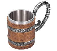 Fdit Tasse à boire en résine, tasse à vin bière tasse baril personnalisé Viking Vintage en acier inoxydable fait à la main tasse pour bière vin café jus potable décor à la maison