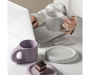 Fdit Tasse à café en Céramique Faite à la Main avec Design Rétro en Spirale 300ml pour Coffret Cadeau de Boissons Chaudes (#3)
