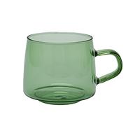Fdit Tasse à café en Verre, Tasse en Verre Borosilicate de 350 Ml avec Corps Rond Lisse, Transparente de 8 X 7,5 Cm pour un Usage Domestique et une Dégustation de café (GREEN)