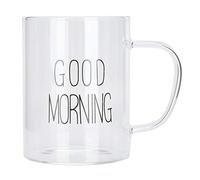 Fdit Tasse à Eau en Verre, Tasse à café Transparente de 350ML, Latte, thé, Bière, Ustensiles de Cuisine avec Poignée pour Boissons Chaudes et Froides (étiquette noire)