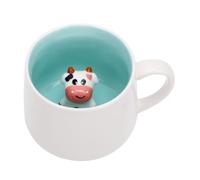 Fdit Tasse à L'intérieur D'un Animal 3D en Céramique, Tasse à café Surprise de 12 Oz avec Figurine Cachée, de Dessin animé Fantaisie pour le thé, le Chocolat Chaud et le (Petite vache modèle 3D)