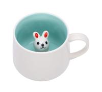 Fdit Tasse à L'intérieur D'un Animal 3D en Céramique, Tasse à café Surprise de 12 Oz avec Figurine Cachée, de Dessin animé Fantaisie pour le thé, le Chocolat Chaud et le (Petit Lapin modèle 3D)