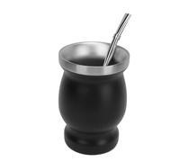 Fdit Tasse à thé Gourde 8oz, Tasse Isolée en Acier Inoxydable à Double Paroi avec Cuillère Paille et Brosse, pour thé café Vin (230ml)