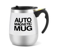 Fdit Tasse de Mélange en Acier Inoxydable Electrique et Catégorie Comestible PP à Double Paroi Tasse à Mélanger Auto-Mélangeur Magnétique(Blanc)