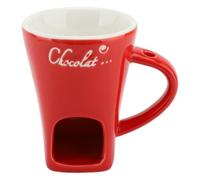 Fdit Tasse Fondante au Chocolat, Chauffe-beurre en Céramique pour Fondue au Fromage, Divertissant, Passe au Lave-vaisselle (rouge)