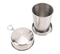 Fdit Tasse Pliable en Acier Inoxydable, Tasse de Voyage Pliante avec Couvercle pour Camping en Plein Air, Randonnée, Bouteille D'eau Porte-clés Portable pour Sac à Dos (150 ml)