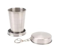 Fdit Tasse Pliable en Acier Inoxydable, Tasse de Voyage Pliante avec Couvercle pour Camping en Plein Air, Randonnée, Bouteille D'eau Porte-clés Portable pour Sac à Dos (75ML)