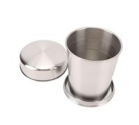 Fdit Tasse Pliable en Acier Inoxydable, Tasse de Voyage Pliante avec Couvercle pour Camping en Plein Air, Randonnée, Bouteille D'eau Porte-clés Portable pour Sac à Dos (250ml)