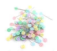 Fdit Tête De Fleur Patchwork Pins Bricolage Couture Aiguilles Droites Outil De Quilting pour La Couture Décorer Artisanat Marquage (100pcs)(Bouton)