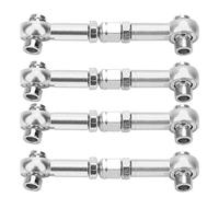 Fdit Tige de Liaison de Direction 4 Pièces, Liaison à Rotule M3 en Alliage D'aluminium pour Pièces de Mise à Niveau de Direction de Remplacement de Voiture HSP 94122 94123 1/10 RC (SILVER)