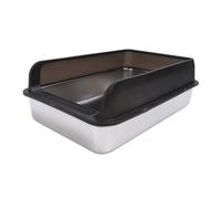 Fdit Tolelet de Chat Spacieux en Acier Inoxydable avec Couvercle pour Grands Chats, Toilettes Semi-financées pour pour Le Contrôle des Odeurs et Un Environnement Propre (Extra Large 32,7 x 24,4 x