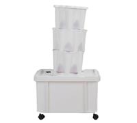 Fdit Tour Hydroponique Jardinière Verticale 18 Emplacements avec Pompe à | Matériau ABS, Système de Jardinage Intérieur sans Sol, Idéal pour Légumes Fruits Utilisation Balcon, Roues pour Déplacement