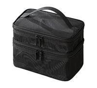 Fdit Trousse à Cosmétiques Double Couche, Trousse de Maquillage de Grande capacité avec Maille, Poignée Robuste, pour Voyage, Matériau PVC (Couche Double)
