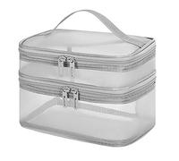 Fdit Trousse à Cosmétiques Double Couche, Trousse de Maquillage de Grande capacité avec Maille, Poignée Robuste, pour Voyage, Matériau PVC (Couche Double)