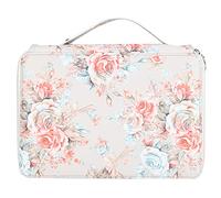 Fdit Trousse à Crayons, Organisateur de Rangement de Papeterie à Fermeture éclair à 4 Couches imprimé Rose avec 200 Emplacements pour Stylos et Dragonne pour étudiants en Art, école, (Rose de Base