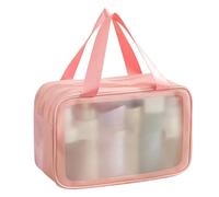 Fdit Trousse de Maquillage, Organisateur Cosmétique Imperméable à Double Couche avec Séparation Sèche et Humide, pour Articles de Toilette de Voyage, Accessoires de Soins de la Peau (Rose Grande