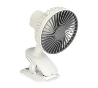 Fdit Ventilateur de Bureau Clipable ABS 3 Vitesses Rotatif Rechargeable USB Silencieux Mini Ventilateur avec Clip pour Maison Bureau Dortoir Voyage (perle blanche)
