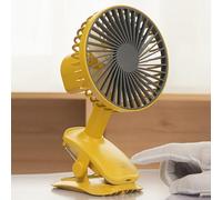 Fdit Ventilateur de Bureau Clipable ABS 3 Vitesses Rotatif Rechargeable USB Silencieux Mini Ventilateur avec Clip pour Maison Bureau Dortoir Voyage (YELLOW)