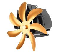 Fdit Ventilateur de Poêle à Bois à 7 Pales, Ventilateur écologique alimenté par la Chaleur en Alliage D'aluminium avec Thermomètre Magnétique, pour Poêle à Bois, Cheminée, à (GOLD)