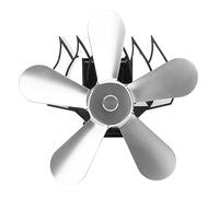 Fdit Ventilateur de Poêle à Chaleur 5 Pales, monté Mural, Moteurs Silencieux, Fait Circuler L’air Chaud avec Thermomètre de Poêle pour Brûleurs à Gaz, Granulés, Bûches de Bois (SILVER)