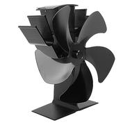 Fdit Ventilateur de Poêle à Chaleur, Ventilateur Non électrique à 5 Pales, Circulation Silencieuse de L'air Chaud avec Thermomètre Magnétique pour Poêle à Bois et Insert (BLACK)