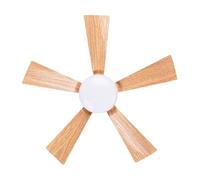 Fdit Ventilateurs de Plafond avec des Lumières, Télécommande à LED Dimmable Van de Plafond avec des Lames de Grain en Bois et une Base E26 pour le Bureau de la Cuisine du Salon de la (M 30W)