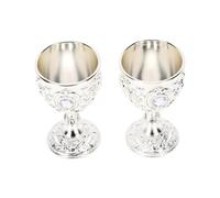 Fdit Verre à Vin en Forme de Rose, Médiévale émaillée or, Lot de 2 Pièces pour Décoration de Table (SILVER)