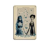 FDKLK Affiche vintage en métal de Tim Burton avec inscription « Bride and Butterflies » - Décoration murale rétro - 20 x 30 cm