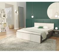 FDM Lit de rangement, avec tiroir de lit, 120 x 200, 140 x 200, 160 x 200, 180 x 200 cm, lit de rangement, en bois, grande tête de lit, sommier à lattes et cadre en métal, pliable, fabriqué en UE