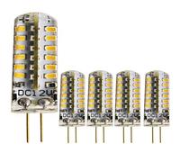 FDOIUTU Paquete de 5 bombillas LED G4 de DC, de alto brillo y con múltiples cuentas: ahorro de energía y sin parpadeos, ideales para iluminar salones y escritorios de oficina (Luz blanca cálida)