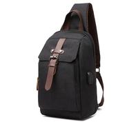 FDOIUTU Sac bandoulière moderne avec multiples poches et port USB, sac bandoulière décontracté offrant un grand espace de rangement et petit sac de voyage multifonction (Noir)