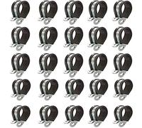 FDOSIJFOS Collier de Serrage, Lot de 30 Colliers Serrage en Caoutchouc et Acier Inoxydable 304, U, métal, Clips P(14mm)