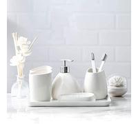 FDOSIJFOS Ensembles de Salle de Bain, Ensemble de Salle Bain Cinq pièces Lavage Simple en céramique Quatre Fournitures gobelets