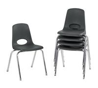FDP Lot de 5 chaises d'école empilables avec pieds en acier chromé et patins pivotants en nylon Noir 45,7 cm