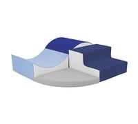 FDP SoftScape - Grimpeur d'angle incurvé - Structure de jeu actif d'intérieur pour les tout-petits et les enfants - Mousse souple sûre pour ramper et glisser - Lot de 4 pièces - Bleu marine/bleu