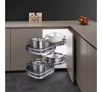 FDQAMLKX Étagère de Rangement coulissante pour Armoire d'angle Aveugle, étagère coulissante pour Coin Aveugle de Cuisine, Ouverture à Gauche ou à Droite, Panier Coulissant à Double Couche