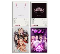 FDSFE Blackpink Lot de 4 couvertures d'album en toile édition limitée pour décoration de chambre à coucher, bureau, chambre, cadeau sans cadre, 20 x 30 cm