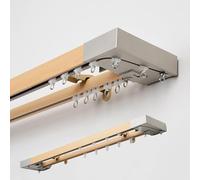 FDSGEEE Imitation Boîte à Rideaux Tringle à Rideaux Imitation Bois Massif Double Piste Tringle à Rideaux Montée sur Le Côté Scellage et Bordure d'angle(Size:260cm/8.5ft,Color:C)