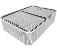 FDSGEEE Plateau de stérilisation en acier inoxydable 304, panier stérilisé avec couvercle, plateaux de stérilisation opthalmique ENT (taille : 34 x 25 x 7 cm)