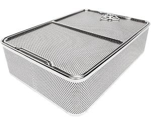 FDSGEEE Plateau de stérilisation en acier inoxydable 304, panier stérilisé avec couvercle, plateaux de stérilisation opthalmique ENT (taille : 25 x 15 x 7 cm)