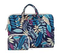 fdsmall 15,6 Zoll Laptop-Hülle, Canvas Computer Bag Case Protective Notebook Case Briefcase Cover Carrying Case Compatible with MacBook Air, MacBook Pro, Tablet PC, Ultrabook, Netbook (Blaue Blätter)