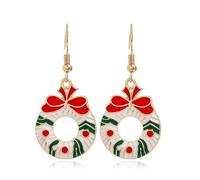 fdsmall boucle d'oreille de Noël arbre Dangle boucles d'oreille étoile goutte d'oreille Stud perles rouges vertes Dangle étoile boucles d'oreille arbre en spirale cadeaux (21)