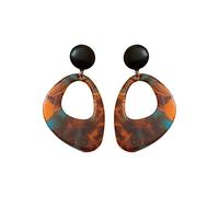 fdsmall Boucles d'oreille en acrylique Leopard Dangle pour les femmes - cuir léger Stud Top, boucle d'oreille irrégulière géométrique Teardrop Drop Trendy Déclaration Bijoux (Brown)